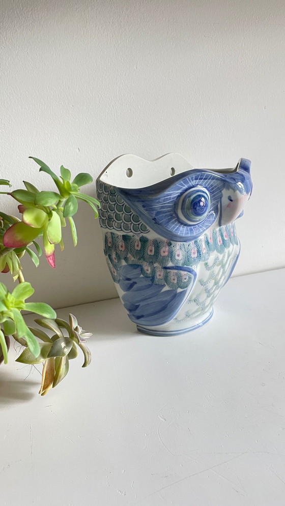 Image 1 of Vintage Chinese Porcelain Owl Planter