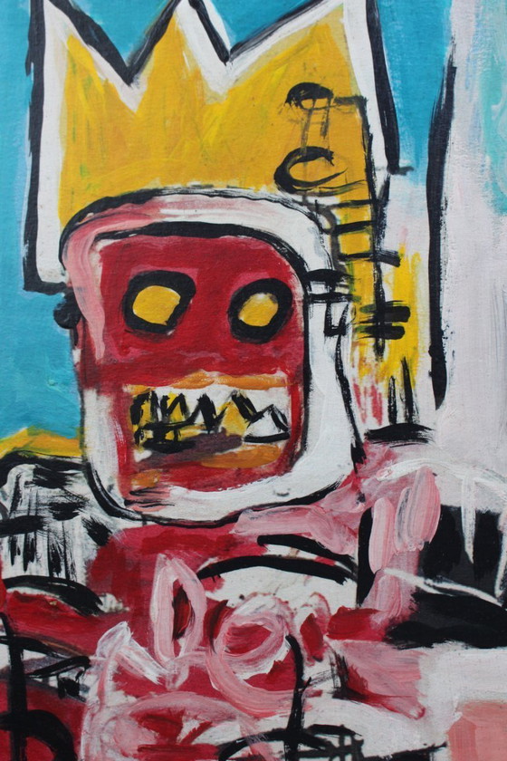 Image 1 of Modernistic Painting After Jean-Michel Basquiat, Circa 1970