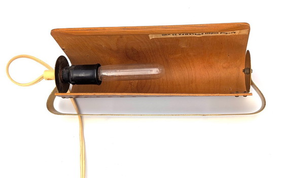 Image 1 of Lampada da lettura svedese da parete in teak e ottone anni '50