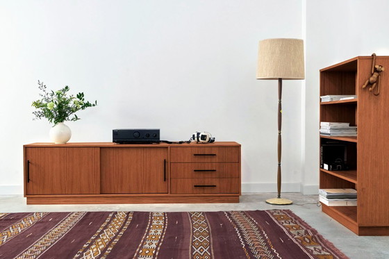 Image 1 of Dressoir gebeitst teak T-S03 schuifdeur en 3 laden