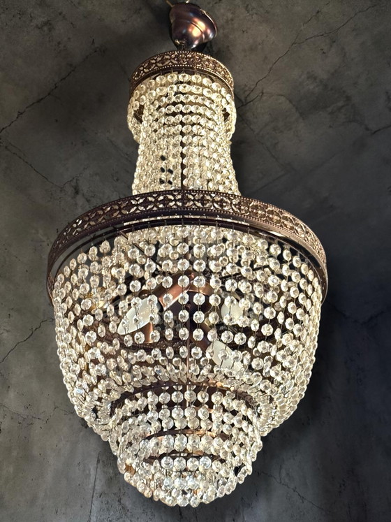 Vintage Empire Revival Style Crystal Chandelier – cristalstrass, Bronze (photo 6 of 7)