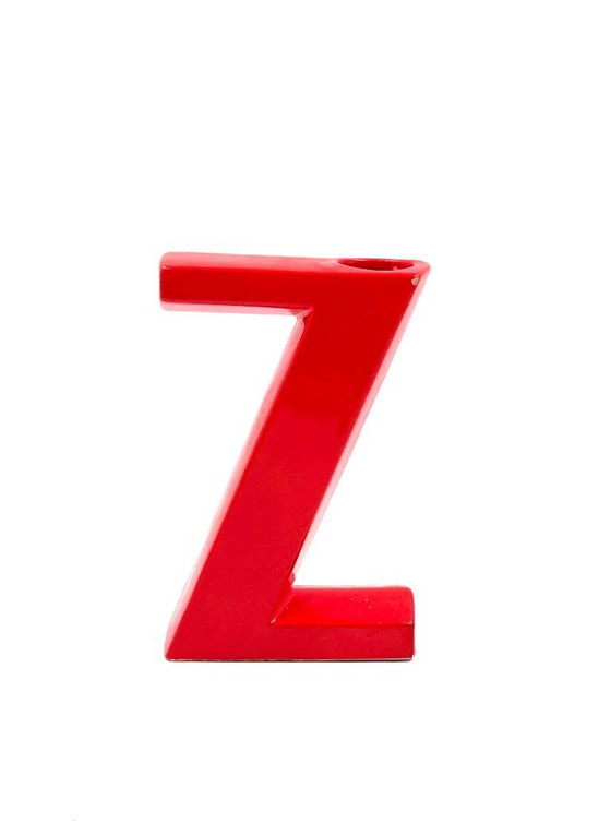 Image 1 of Jarrón de cerámica solifleur en forma de letra Z roja de la era espacial, Marcel Radureau Francia ca. 1970