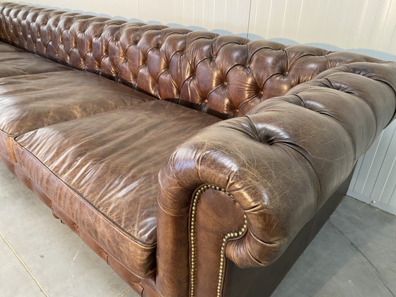 Mega XXXL Chesterfield Sofa Cognac Cigars Mint Condition – Leather, Wood (photo 4 of 11)