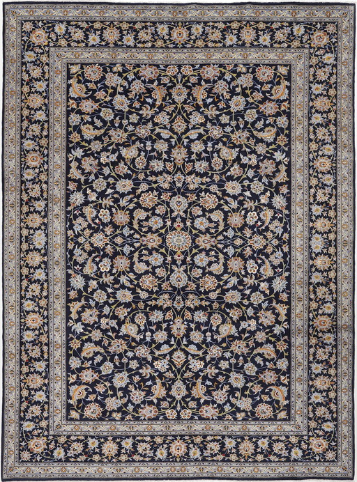 Original Hand-Knotted Persian Carpet Kashan Fine With Silk 382 X 280 Cm Top Condition