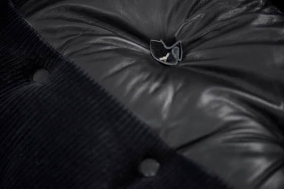 Image 1 of Vintage Mid-Century Scandinavian Modern Glamour Leather Black & Gold Sofa by John-Bertil Häggström for Swed-Form, 1970s