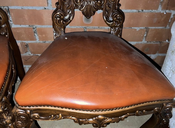4 Sedie da pranzo barocche in pelle – Legno (photo 3 of 15)