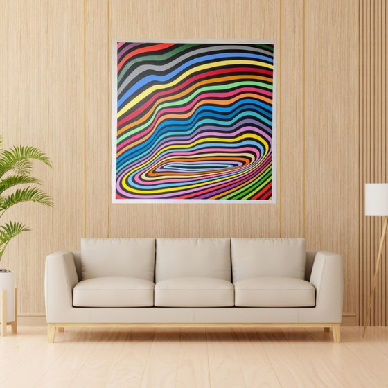 Image 1 of Drop in a Pool - Dipinto astratto colorato di Franklin van Dam (acrilico su MDF)