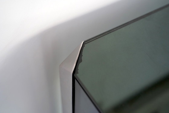 Image 1 of Mobiletto vintage in vetro e metallo cromato di Willy Rizzo per Mario Sabot. Italia, anni '70.