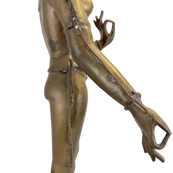 Antigua Green Tara nepalesa – bronce dorado al fuego, tradición Newar, siglo XIX, H 100 cm, 15.2 kg. (photo 8 of 11)