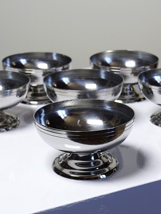 Image 1 of 6 Coupelles à dessert sur pieds en Inox vintages style Bistrot