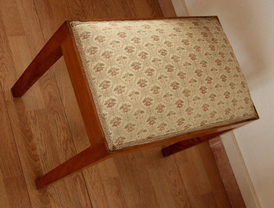 Image 1 of Vintage stool-bench in solid walnut wood, 1950s-60s