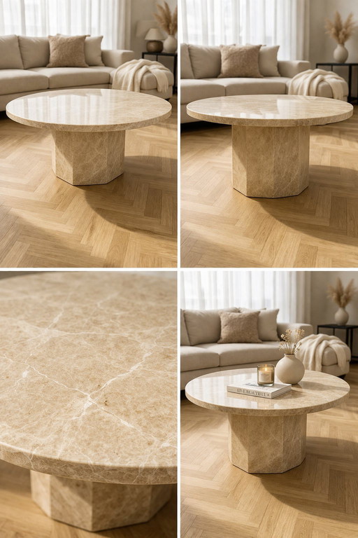 Custom-made genuine beige marble table – 100 kg