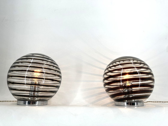 Image 1 of Pair of murano swirl glass table lamps, 1970s