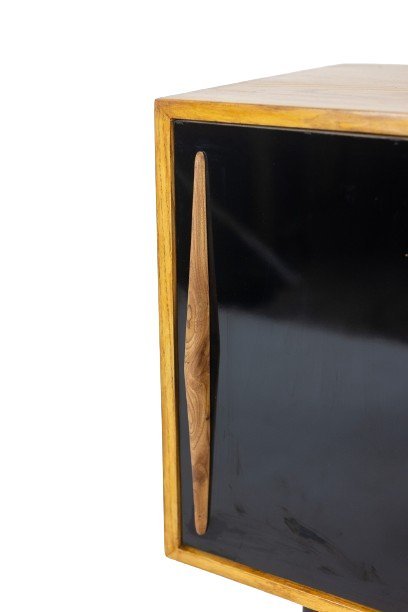 Image 1 of Aparador bajo de fresno con puertas correderas, años 60