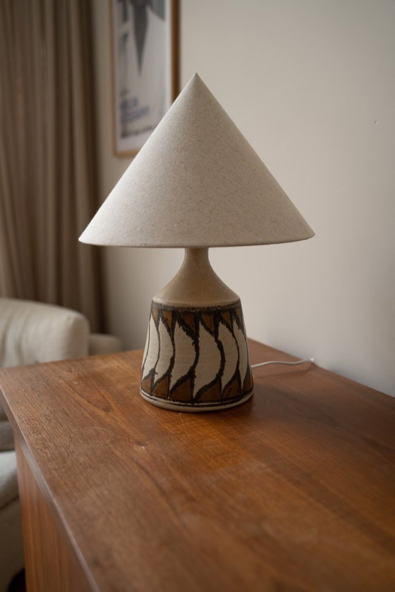 Image 1 of Danish ceramic table lamp beige / brown