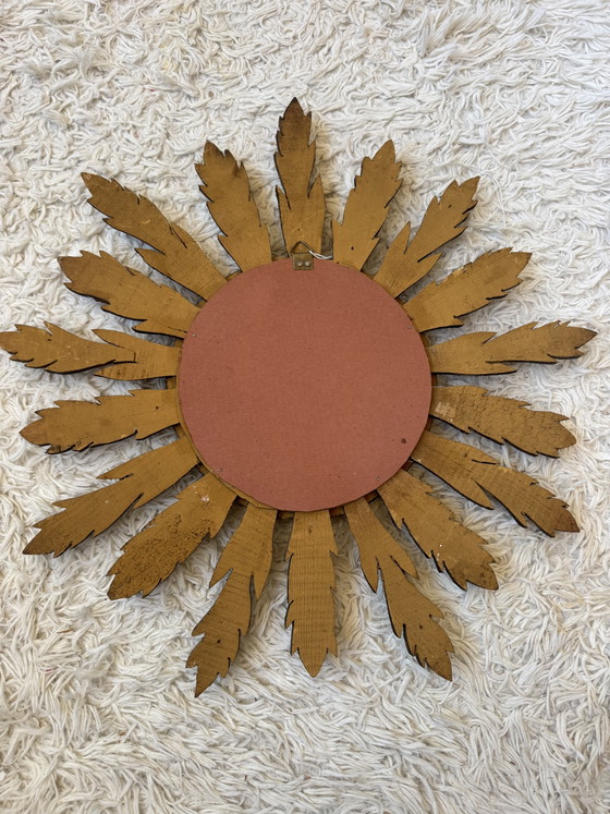Image 1 of Antique Gold Sunburst Convex Mirror
