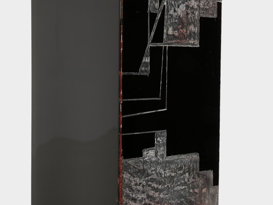 Image 1 of Jarrón rojo de cristal opalino negro Art Déco de Anatole Riecke, 1949.