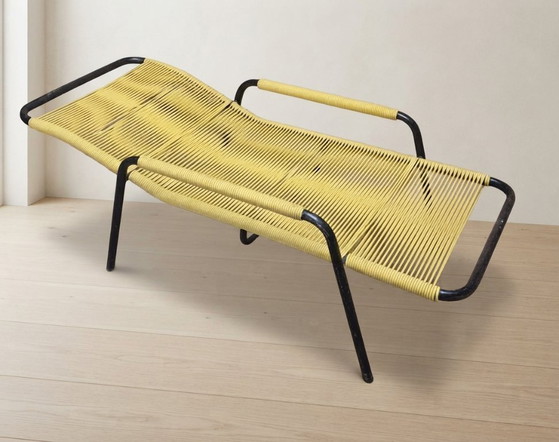 Poltrona Lounge Vintage Corda Gialla, Metallo Tubolare, Anni '70, 120 x 56 42 cm – Sedie a dondolo (photo 6 of 12)