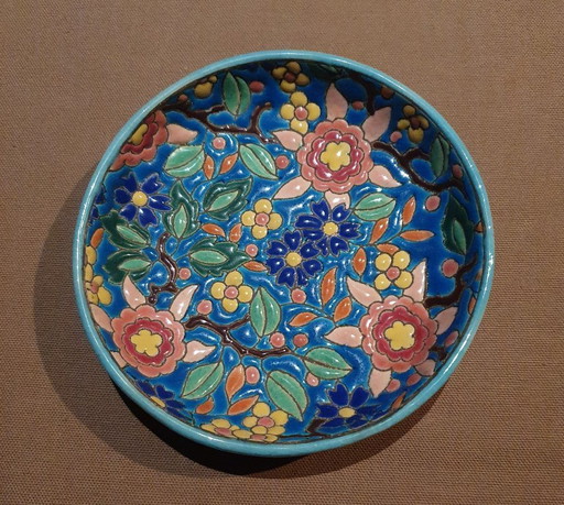 Beautiful Emaux De Longwy Dish (13 Cm) - Hand Decorated