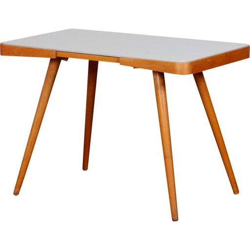 Tavolo vintage in legno e vetro opalizzato di Jiri Jiroutek, 1960