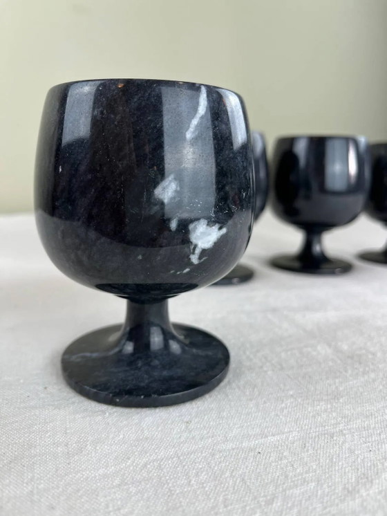 Zwarte marmeren vazen – Glazen & Karaffen, Marble, Vintage (photo 3 of 8)