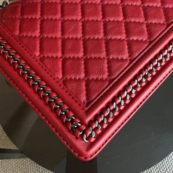 Image 1 of Chanel Calfskin Boy Handle New Medium 28CM Quilted Leboy Palladium Silver Hardware Series 23