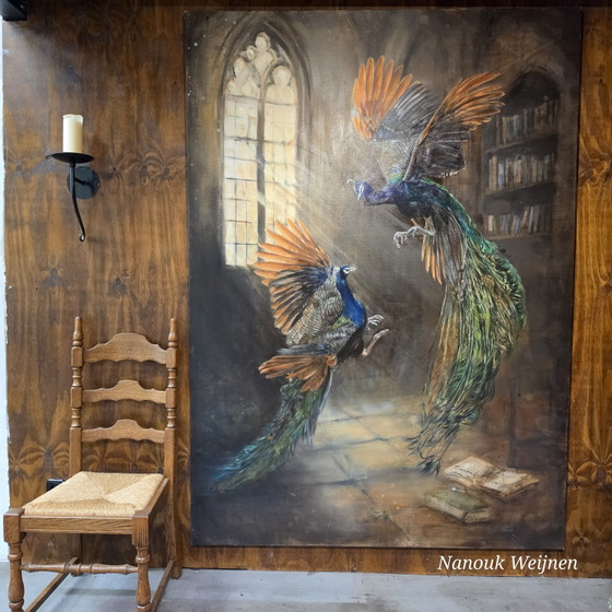 Oil painting with peacocks – Paintings & Drawings, Canvas (photo 3 of 5)