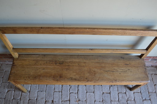 Antique oak Art Deco hall bench
