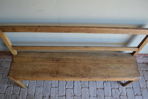 Antique oak Art Deco hall bench