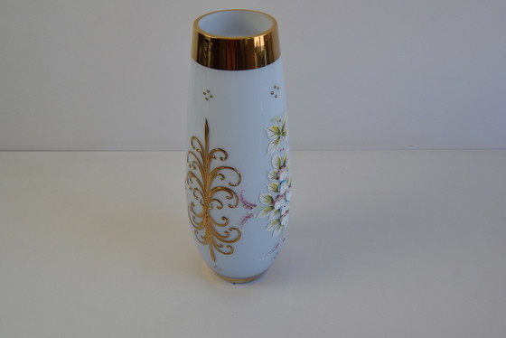 Image 1 of Antico vaso in porcellana dipinto a mano con doratura, inizio XX secolo