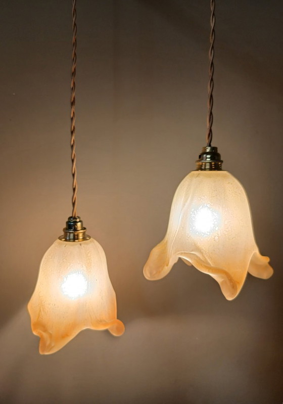 Image 1 of Set van 2 Vintage Murano hanglampen - Mid Century - Italy