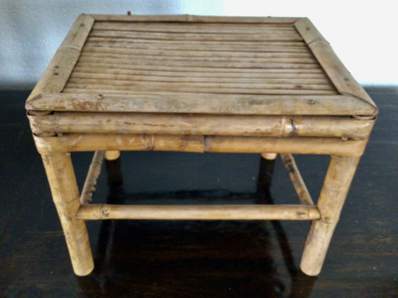 Image 1 of Set of 2 rattan side tables from the mid-20th century