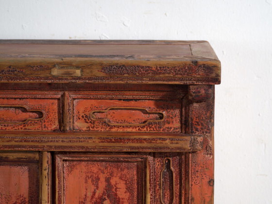 Shanxi pine sideboard with original red painted finish and four drawers – China, circa 1930 (photo 36 of 40)