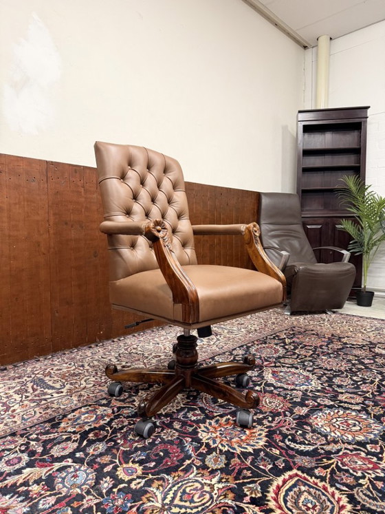Sedia da Ufficio Chesterfield Inglese Marrone – Sedie da ufficio, Leather, Wood (photo 7 of 7)