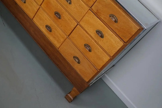 Image 1 of Vintage Engelse esdoorn en eiken haberdasherykast / toonbank, jaren 1930