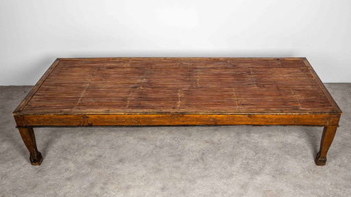 Vintage oosterse bank (voor tuin of salon) uit bamboe