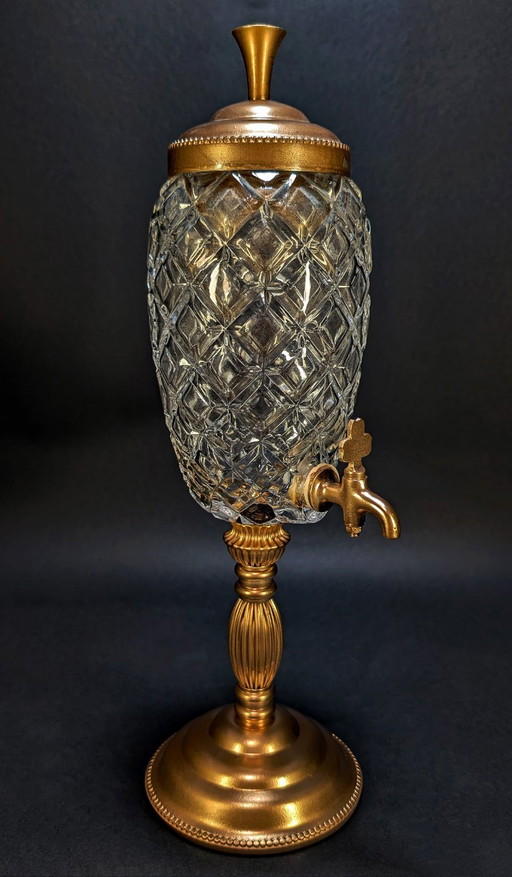 Vintage Absinthe Fountain, Cut Glass & Gold Metal, Belle Époque Style – tafelaccessoires (photo 2 of 10)