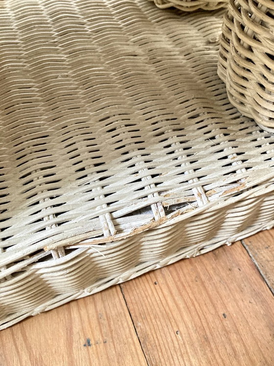 Tavolino elefante in vimini laccato bianco, anni '70, Tavolini, Rattan, Crema (foto 5 di 14)