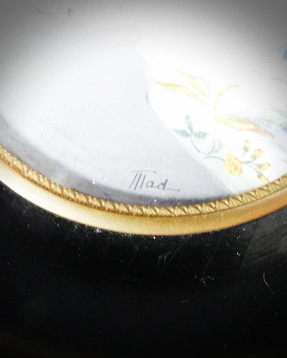 Image 1 of Ritratto in miniatura di Madame de Pompadour dipinto a mano su avorio firmato MAD XIX secolo