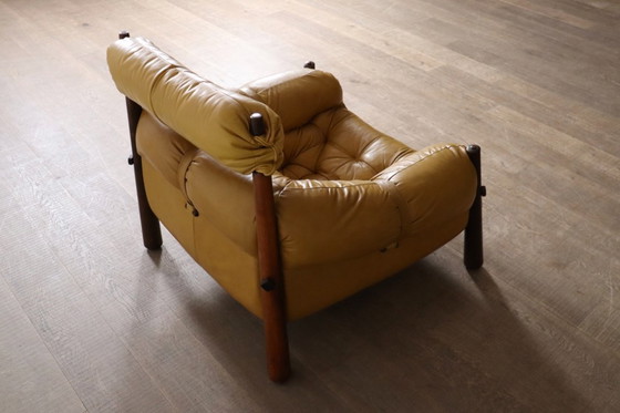 Image 1 of Percival Lafer MP-81 lounge chair in Yellow leather, Brazil 1970s