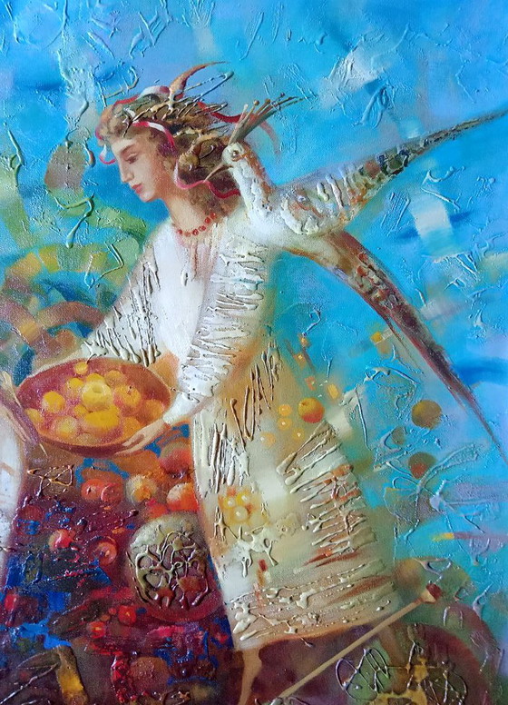 Original Oil Painting Abstract Expressionism Figurative Symbolism Autumn Gold – Paintings & Drawings, Canvas (photo 4 of 8)