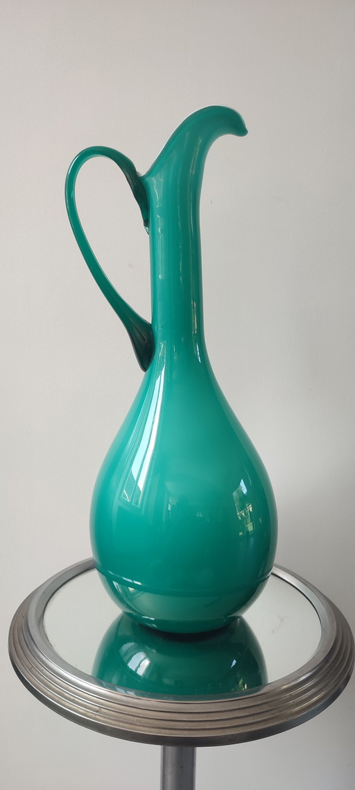 Jarrón-canasta de cristal grande de doble cara, estilo vintage de Empoli (38 cm) – vazen, Glass (photo 2 of 15)