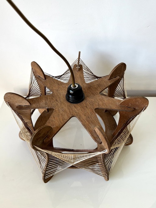 Vintage Scandinavian wood and wire suspension - 60s/70s