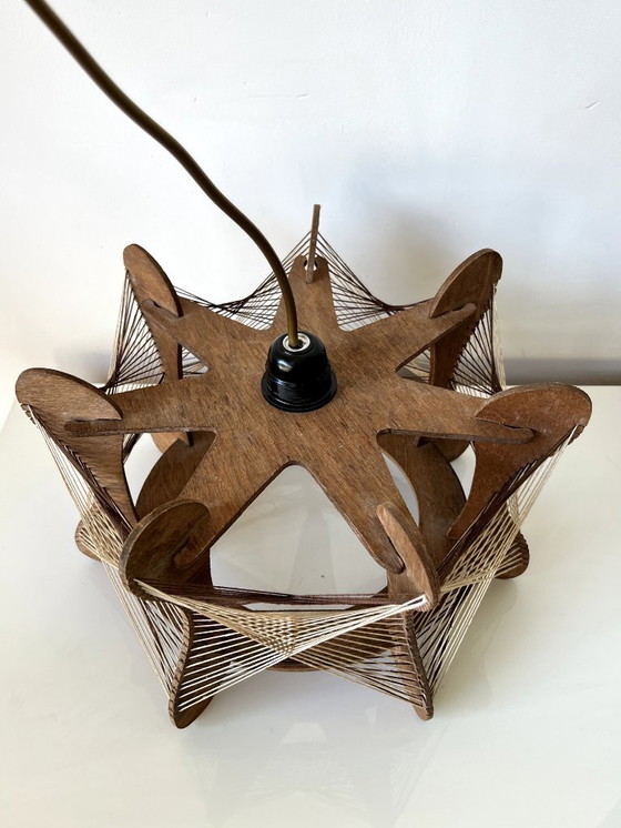 Image 1 of Vintage Scandinavian wood and wire suspension - 60s/70s
