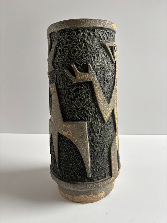 Image 1 of Rare 60s vase with stylized relief figures