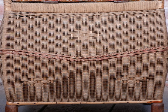Original Art Deco Stool, Wood, Hemp, Well-Preserved Condition, Czech, 1940s – Footstools & poufs, Textile (photo 3 of 13)