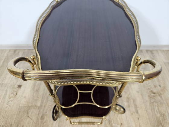 Image 1 of Chariot de bar luxueux, Maison Jansen, style Hollywood Regency, France, années 1950/70