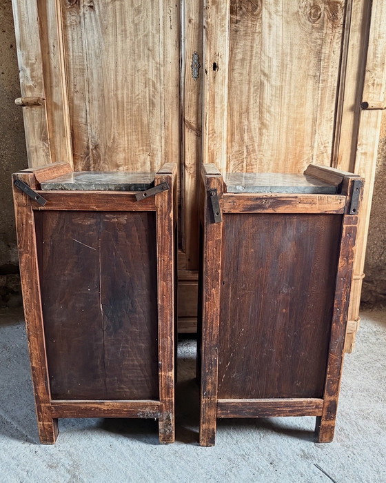 Image 1 of Coppia comodini art deco legno marmo