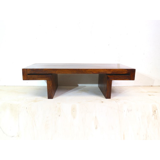 Japandi Wood Brutalist Low Coffee Table