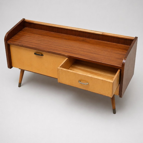 Image 1 of Vintage low hallway sideboard with flap and 2 drawers